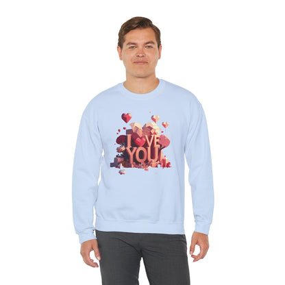 Unisex Heart Love Sweatshirt Floral Valentines Day Cotton Poly Fifty Fifty Blend