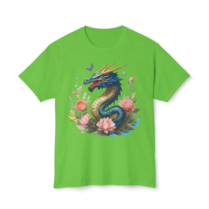 Unisex Dragon T Shirt With Art Print Floral Vintage Dragon Tee