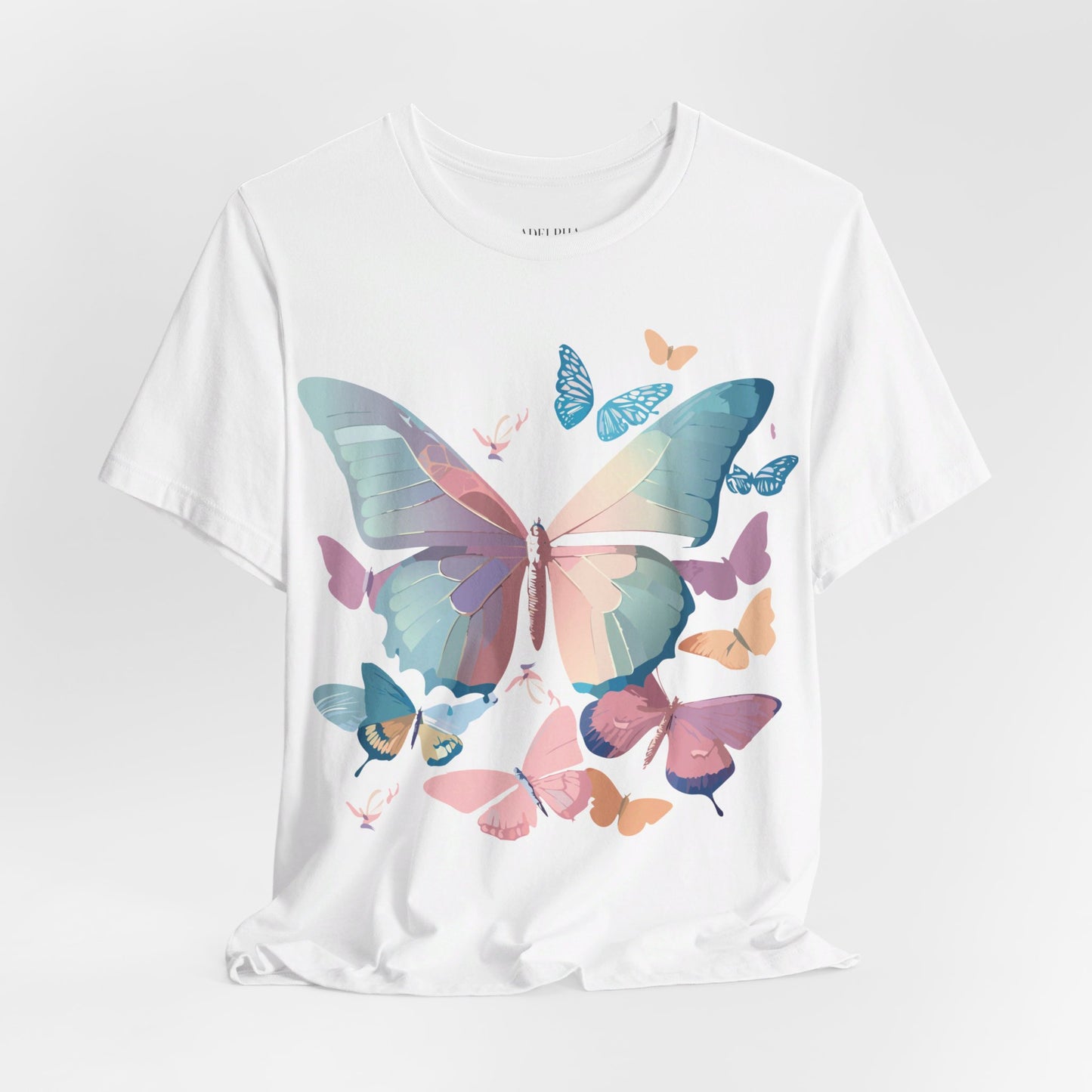 Natural Cotton Tee Shirt with Butterfly