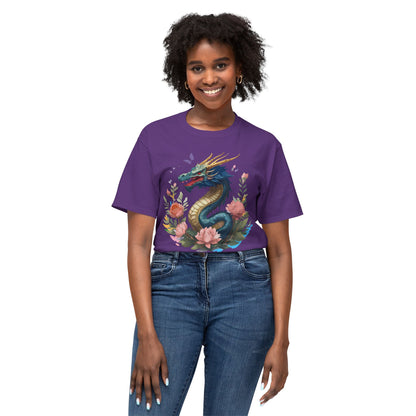 Unisex Dragon T Shirt With Art Print Floral Vintage Dragon Tee