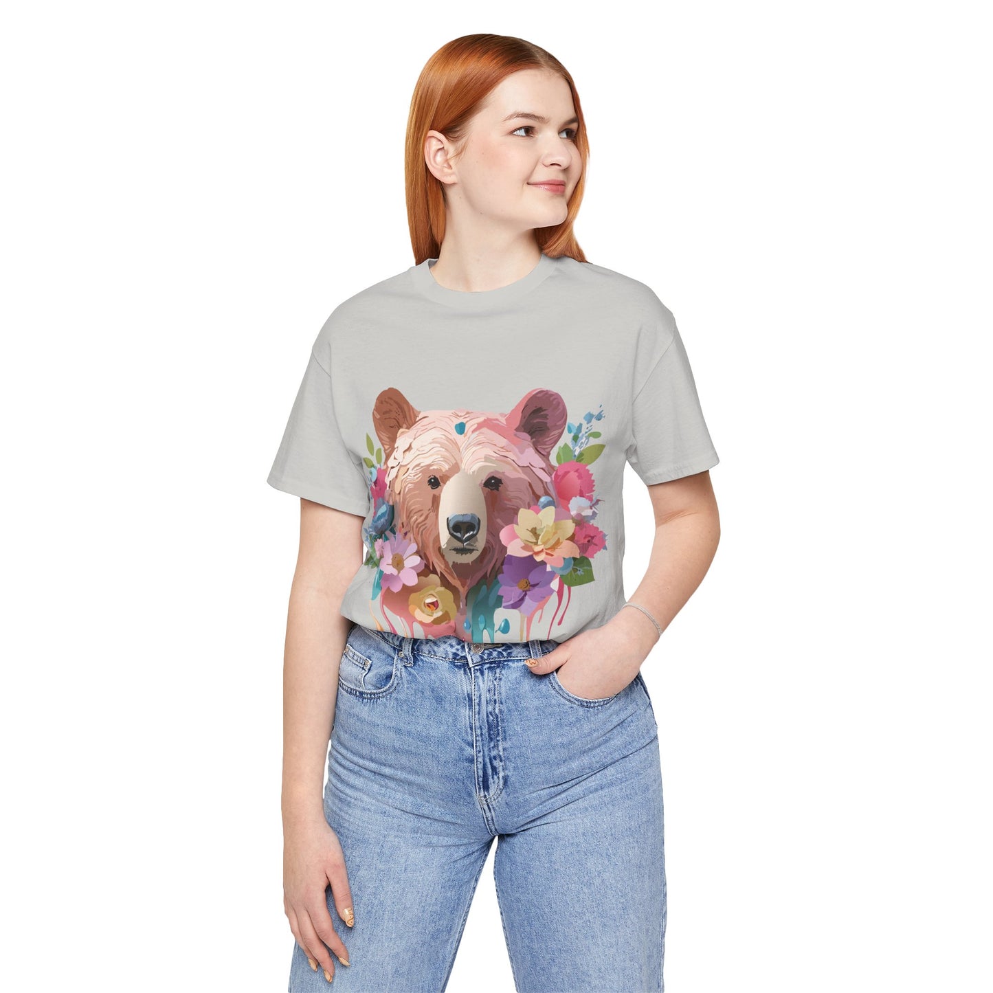 Natural Cotton Tee Shirt with Bear