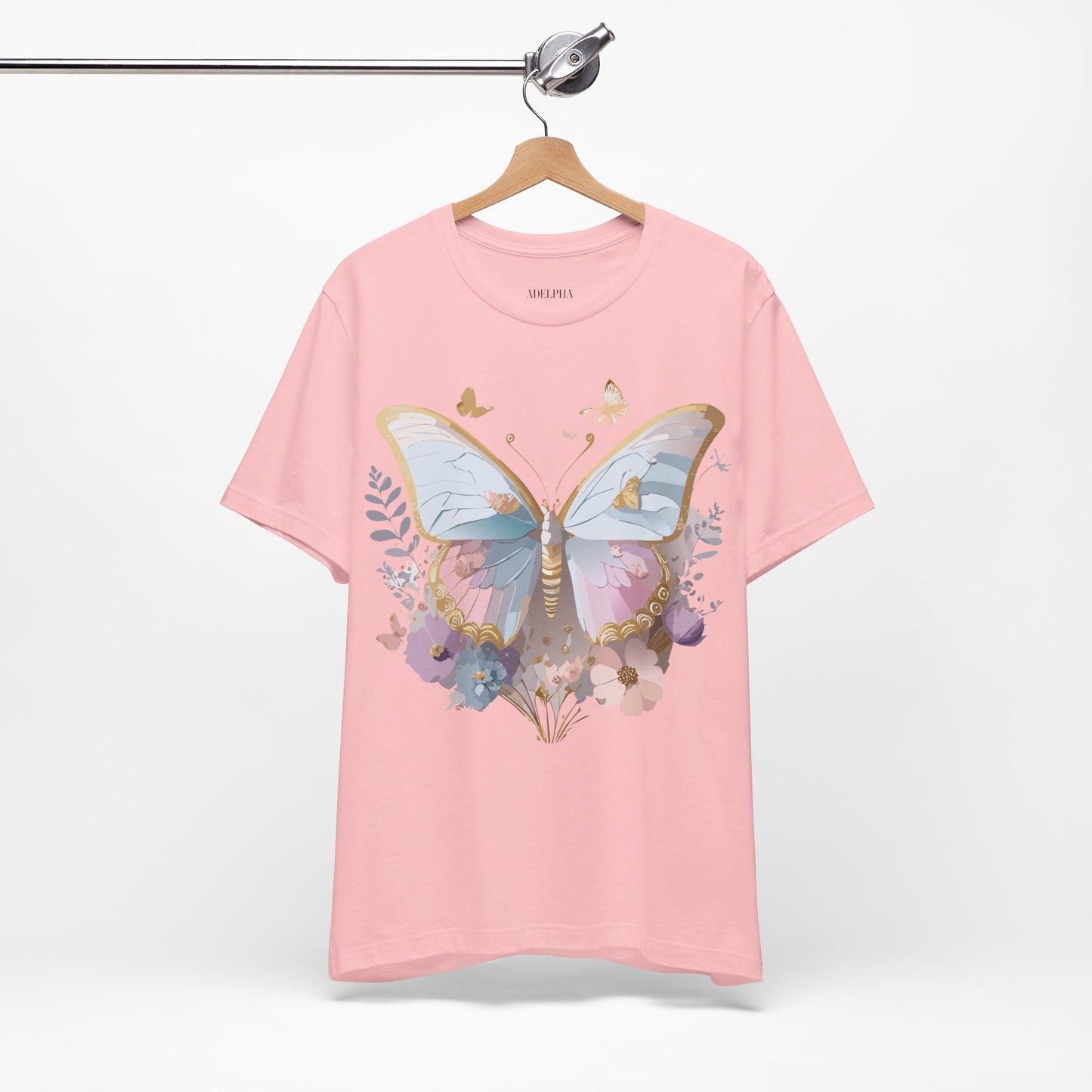 Natural Cotton Tee Shirt with Butterfly