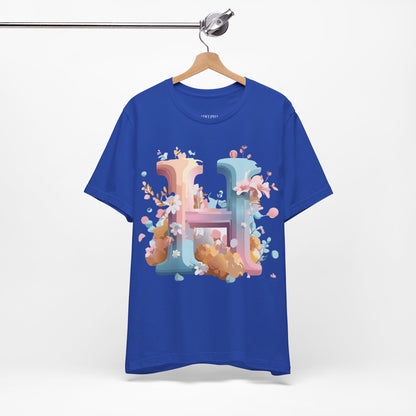 Natural Cotton Tee Shirt - Letters Collection - H Printify