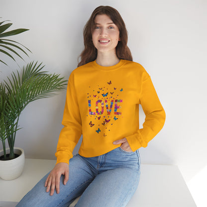 Unisex Floral Love Sweatshirt Fifty Fifty Cotton Poly Valentines Day