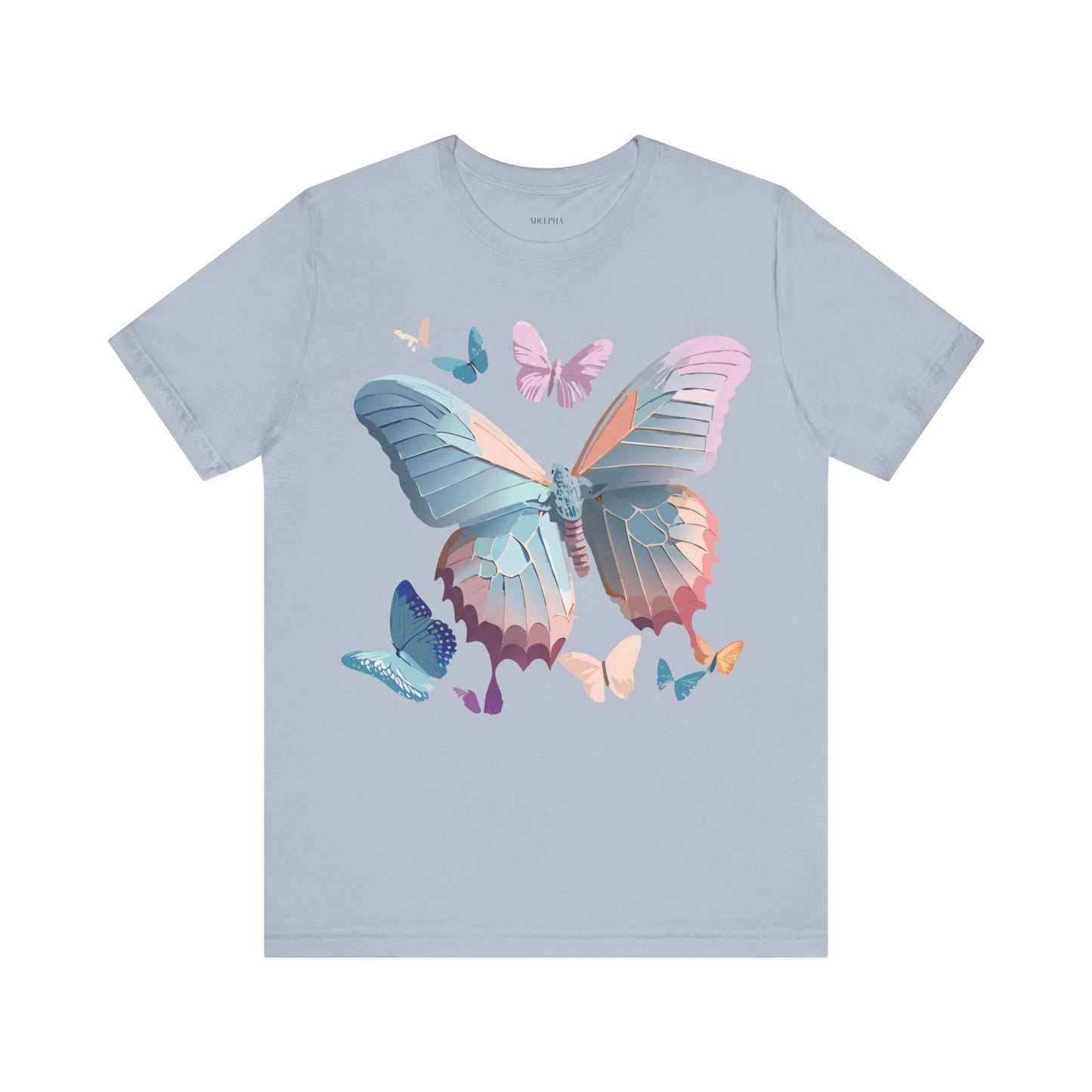 Natural Cotton Tee Shirt with Butterfly