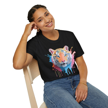 Tiger Print Unisex Softstyle T Shirt Gildan 64000 Comfort Tee