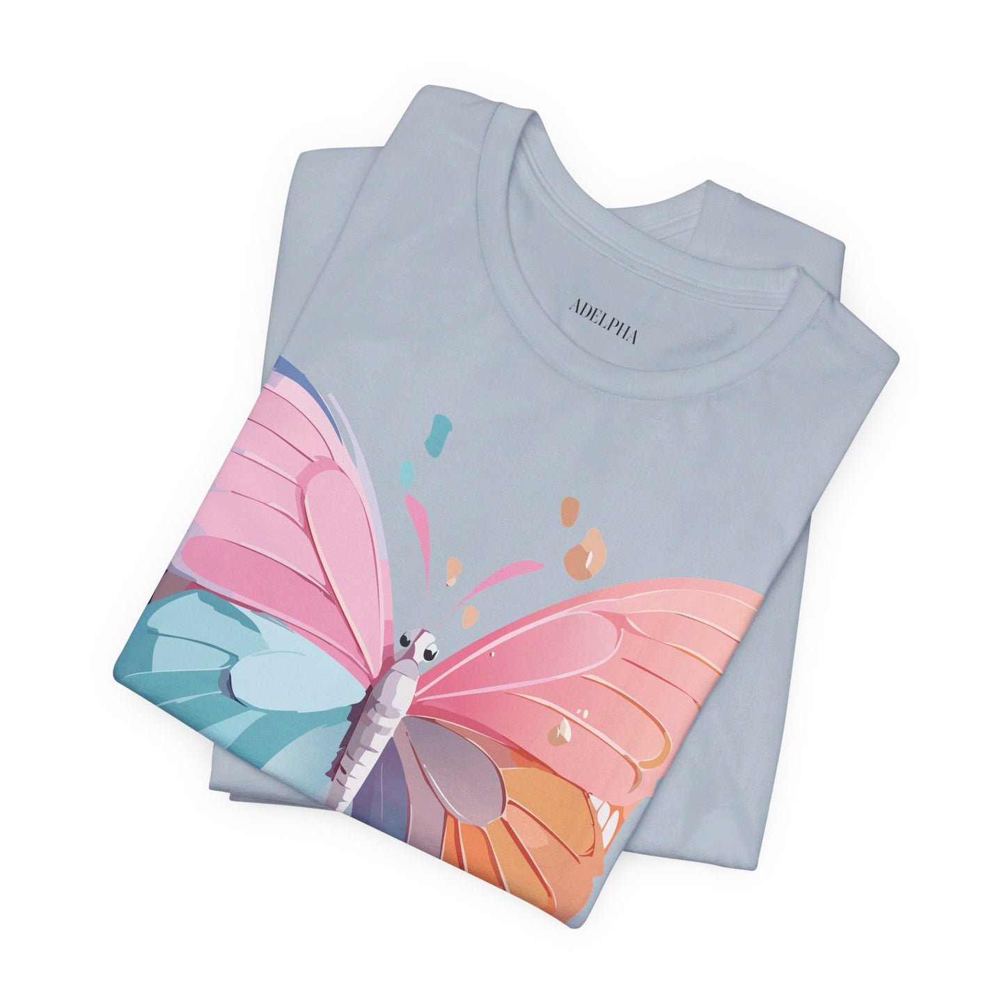 Natural Cotton Tee Shirt with Butterfly