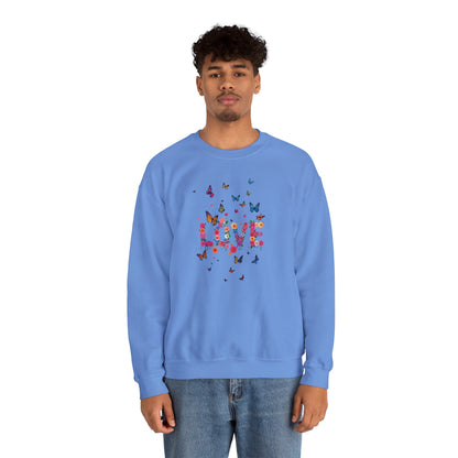 Unisex Floral Love Butterfly Sweatshirt 50 50 Cotton Poly Valentines Day