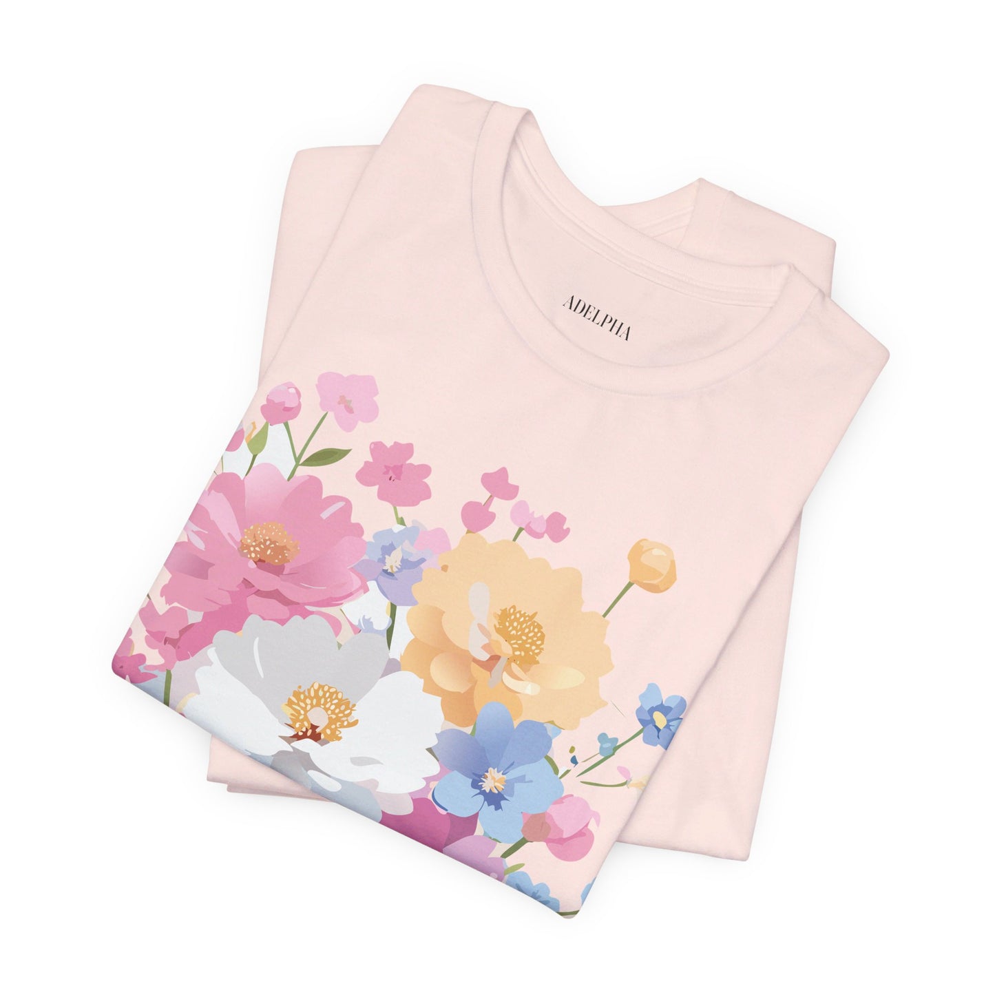 T-shirt en coton naturel avec fleurs