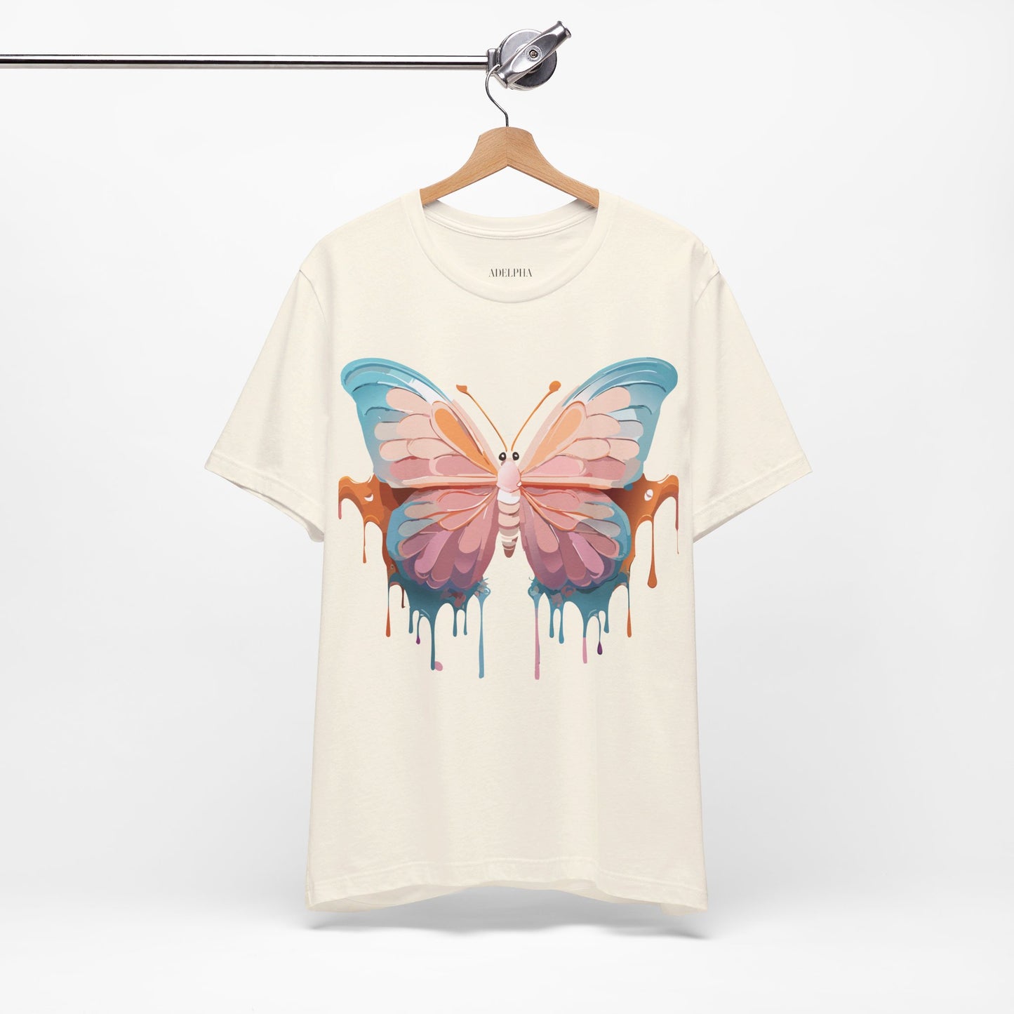 Natural Cotton Tee Shirt with Butterfly