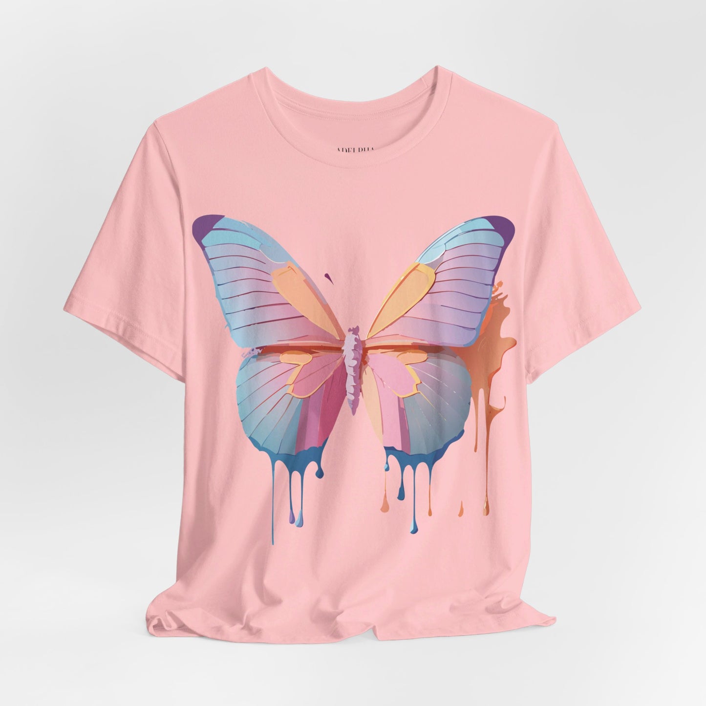 Natural Cotton Tee Shirt with Butterfly