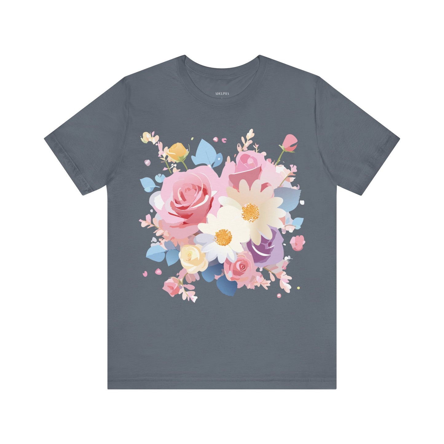 Natural Cotton Tee Shirt with Flowers