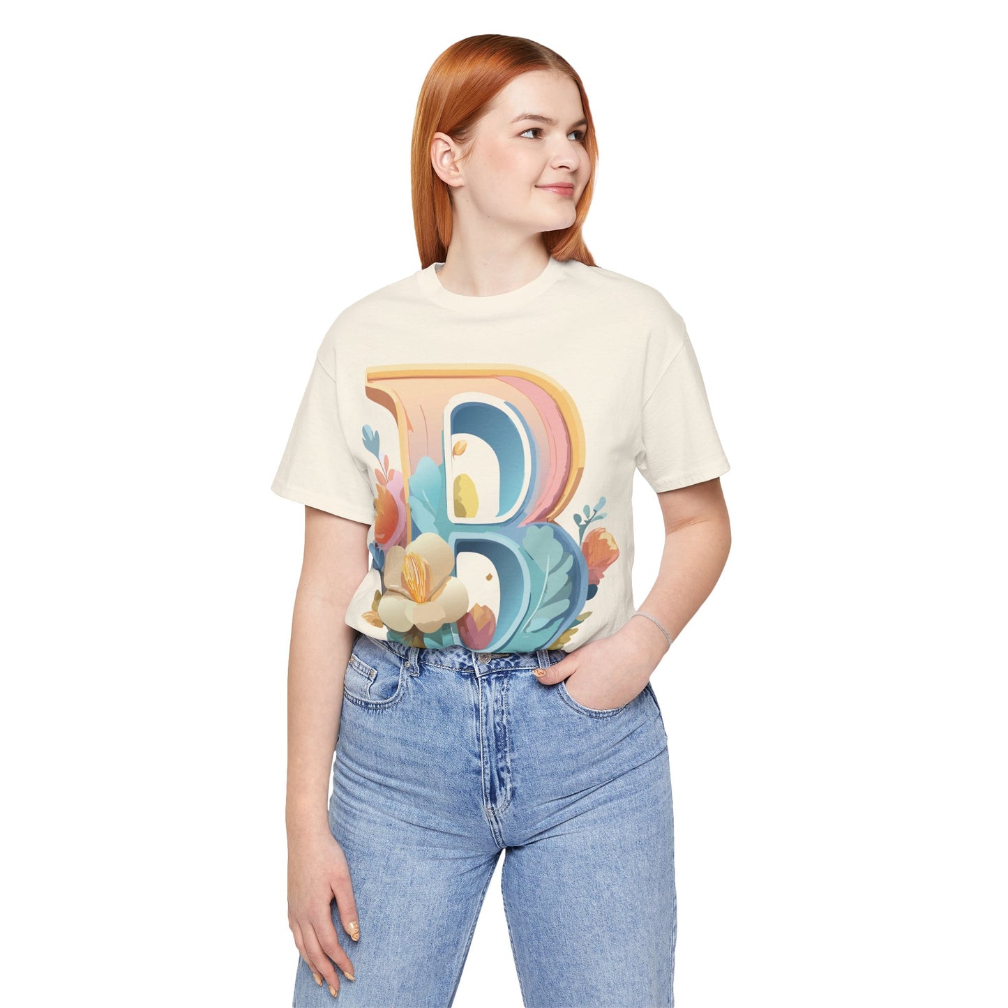 Natural Cotton Tee Shirt - Letters Collection - B