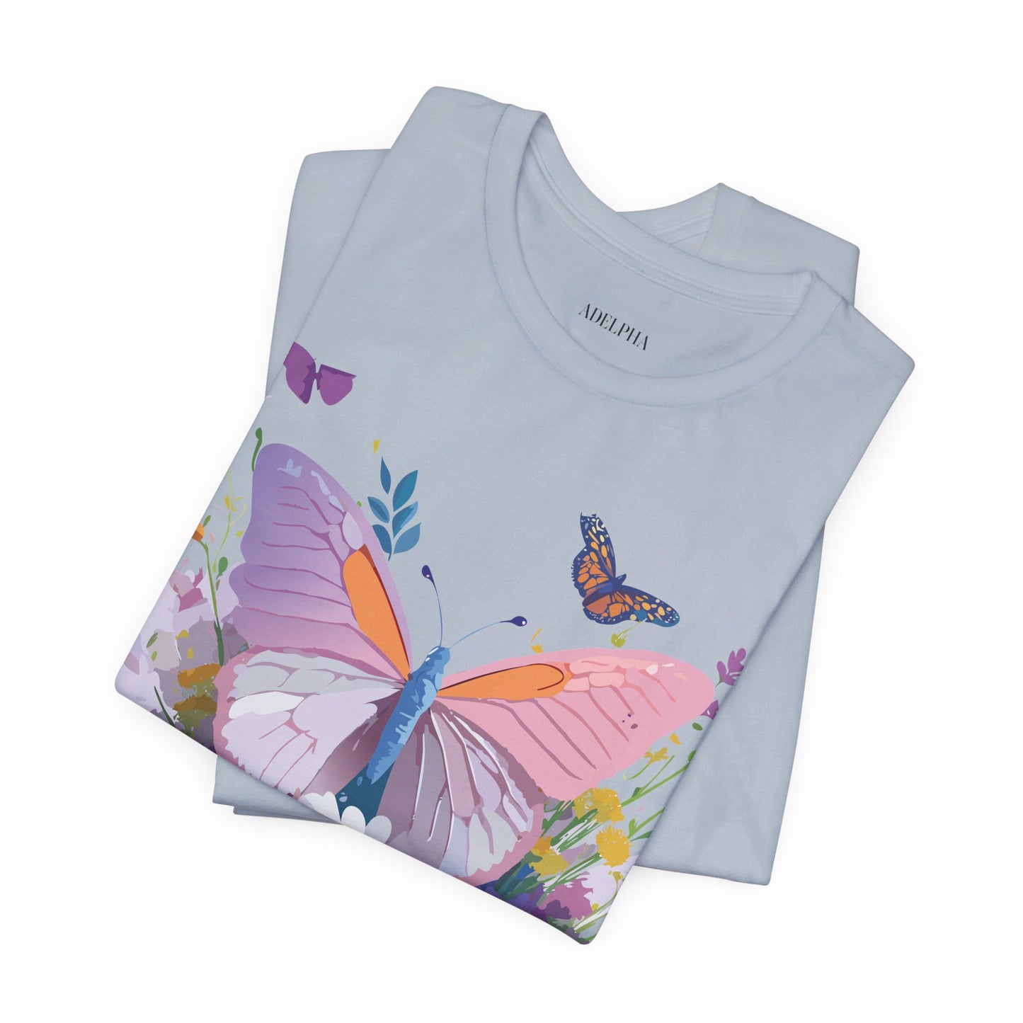 Natural Cotton Tee Shirt with Butterfly