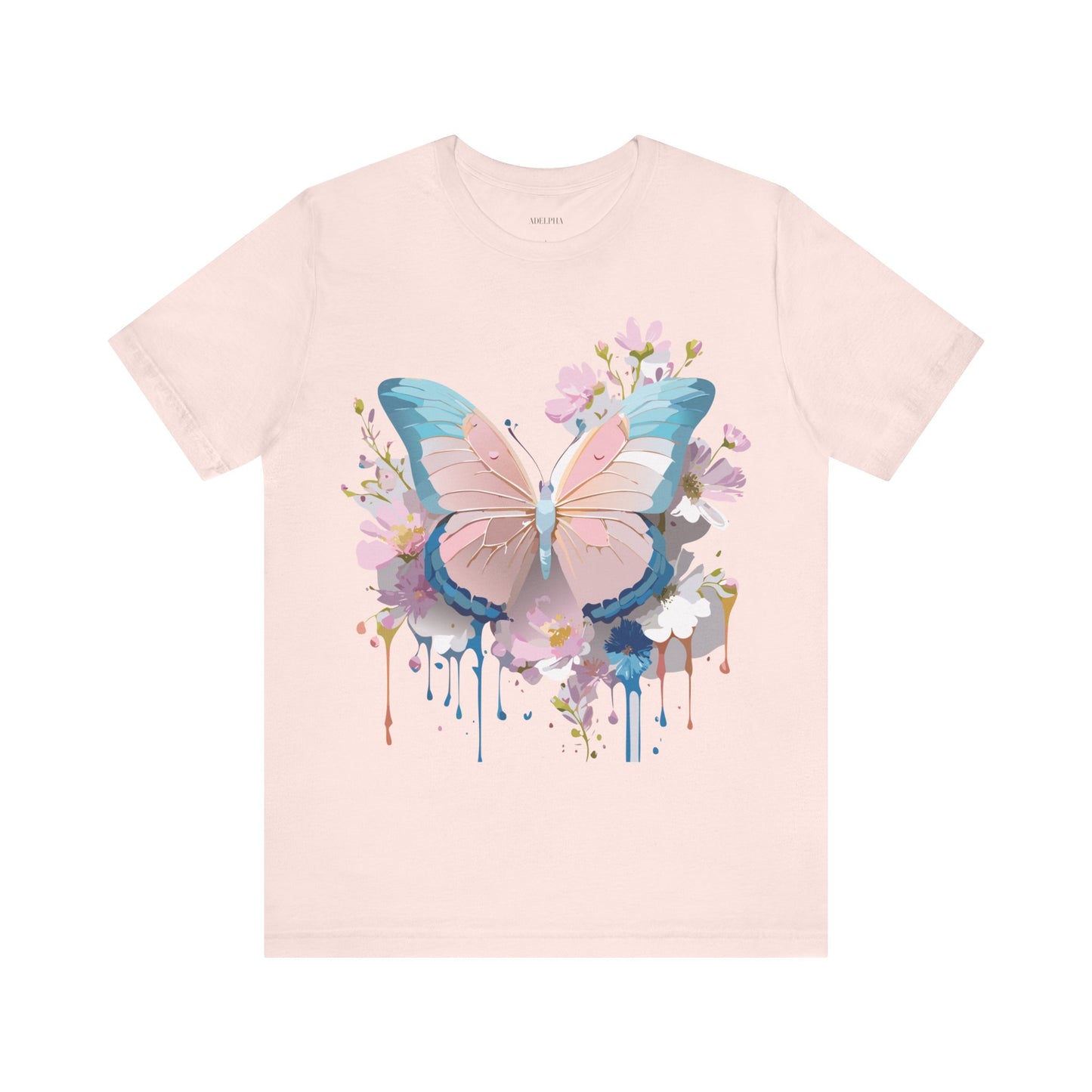 Natural Cotton Tee Shirt with Butterfly