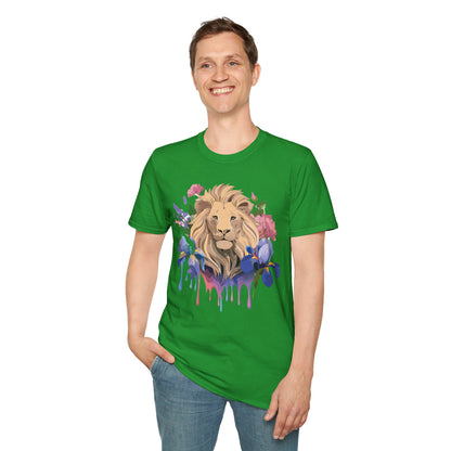 Unisex Softstyle Lion Shirt Floral Lion Tee Animal Print Graphic Tee