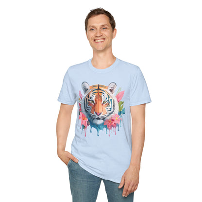 Tiger Print Unisex Softstyle T Shirt Short Sleeve Gildan 64000 Tee