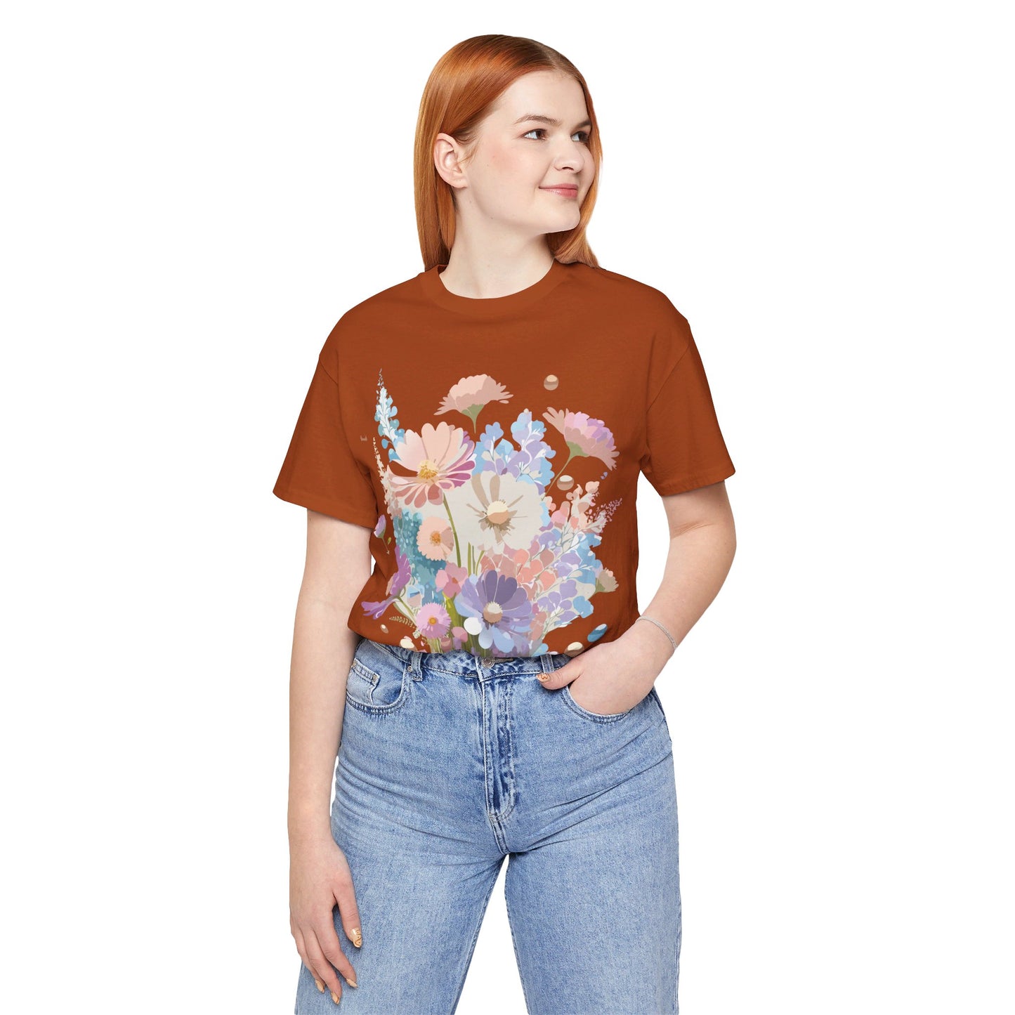 T-Shirt aus natürlicher Baumwolle mit Blumen