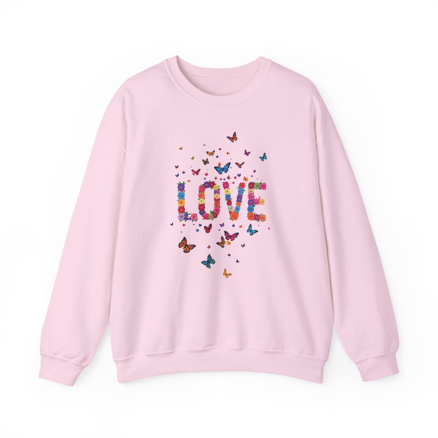 Unisex Floral Love Sweatshirt Fifty Fifty Cotton Poly Valentines Day