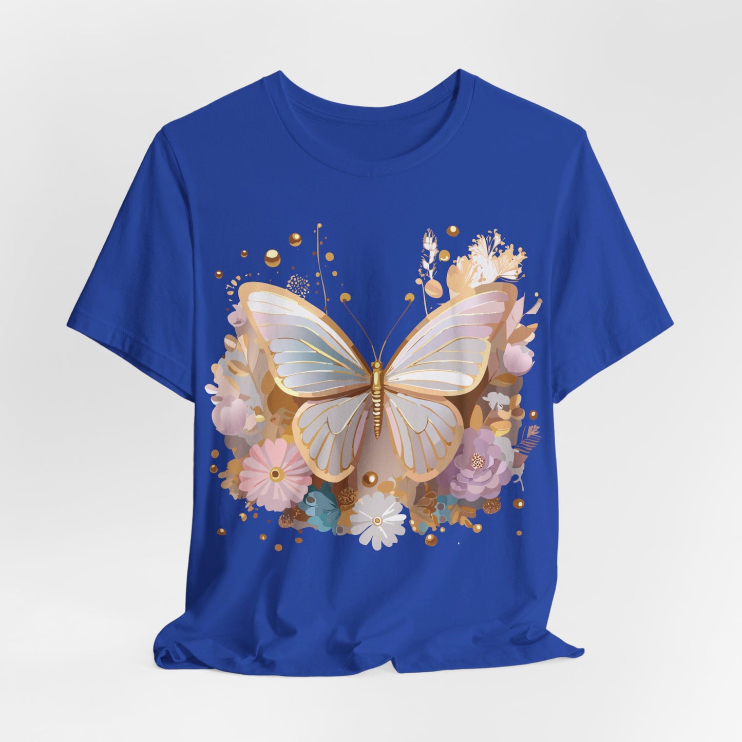 Natural Cotton Tee Shirt with Butterfly