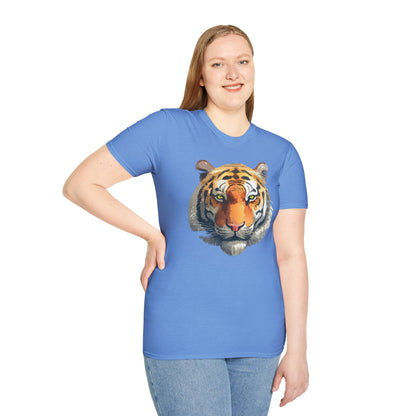 Tiger Print T Shirt Unisex Animal Tee 100 Percent Cotton Softstyle Gildan 64000