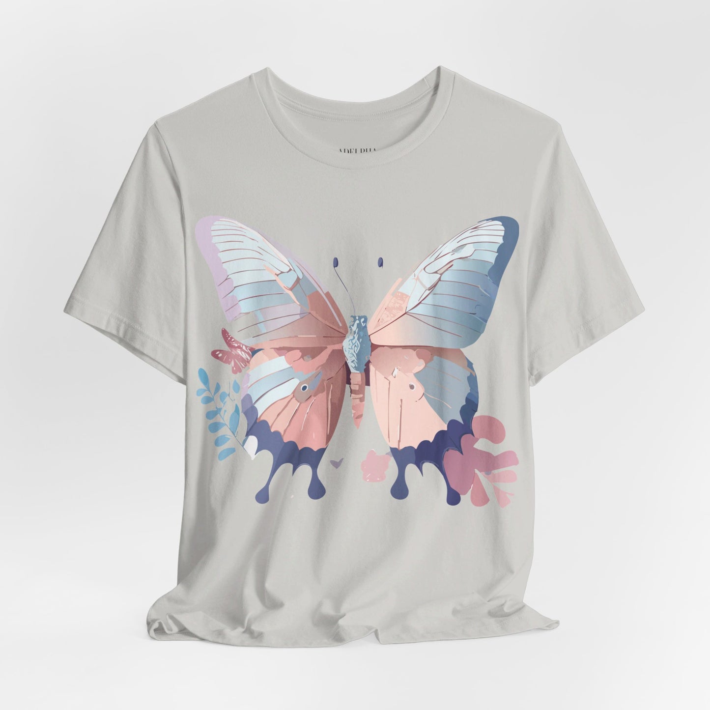 Natural Cotton Tee Shirt with Butterfly