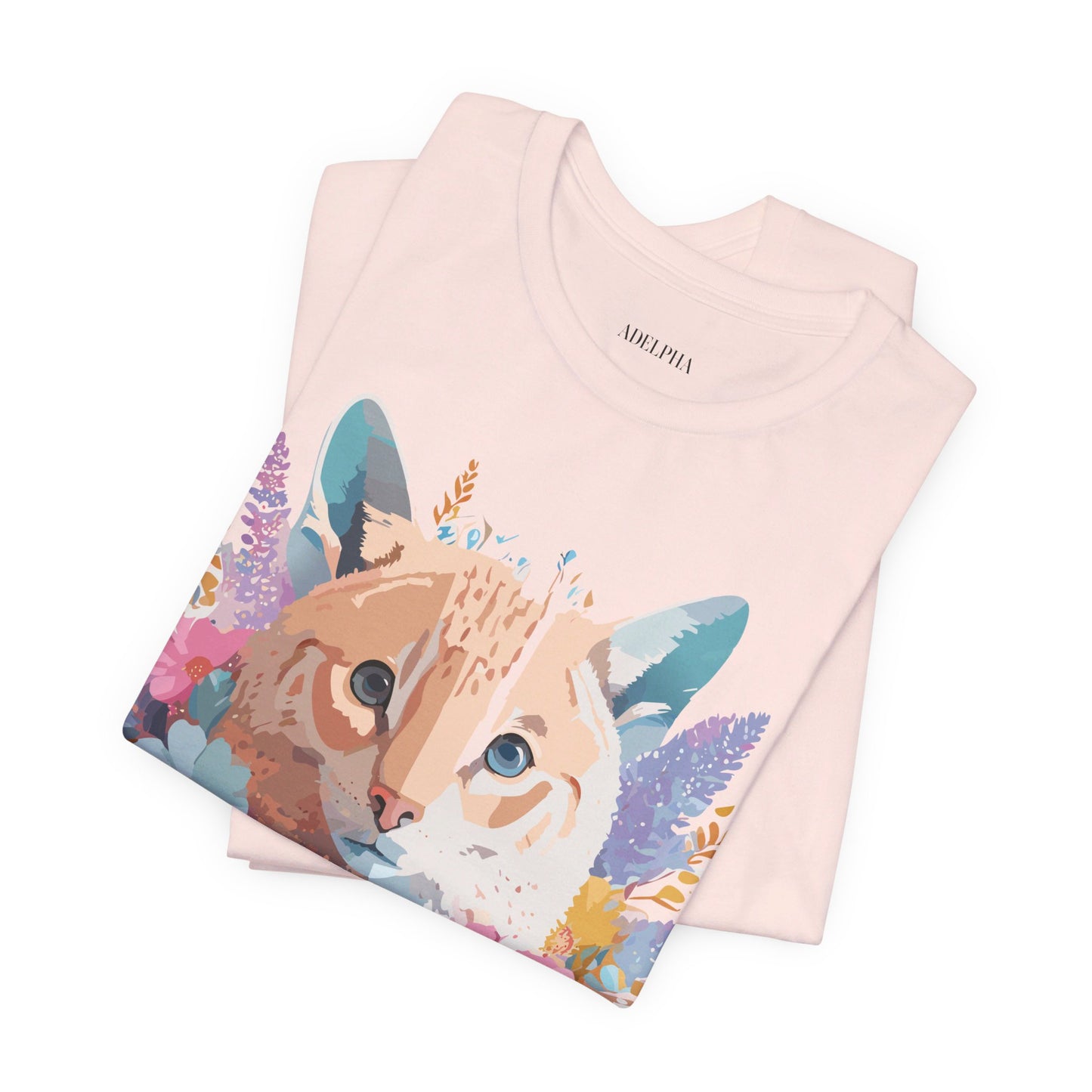 Natural Cotton Tee Shirt with Cat