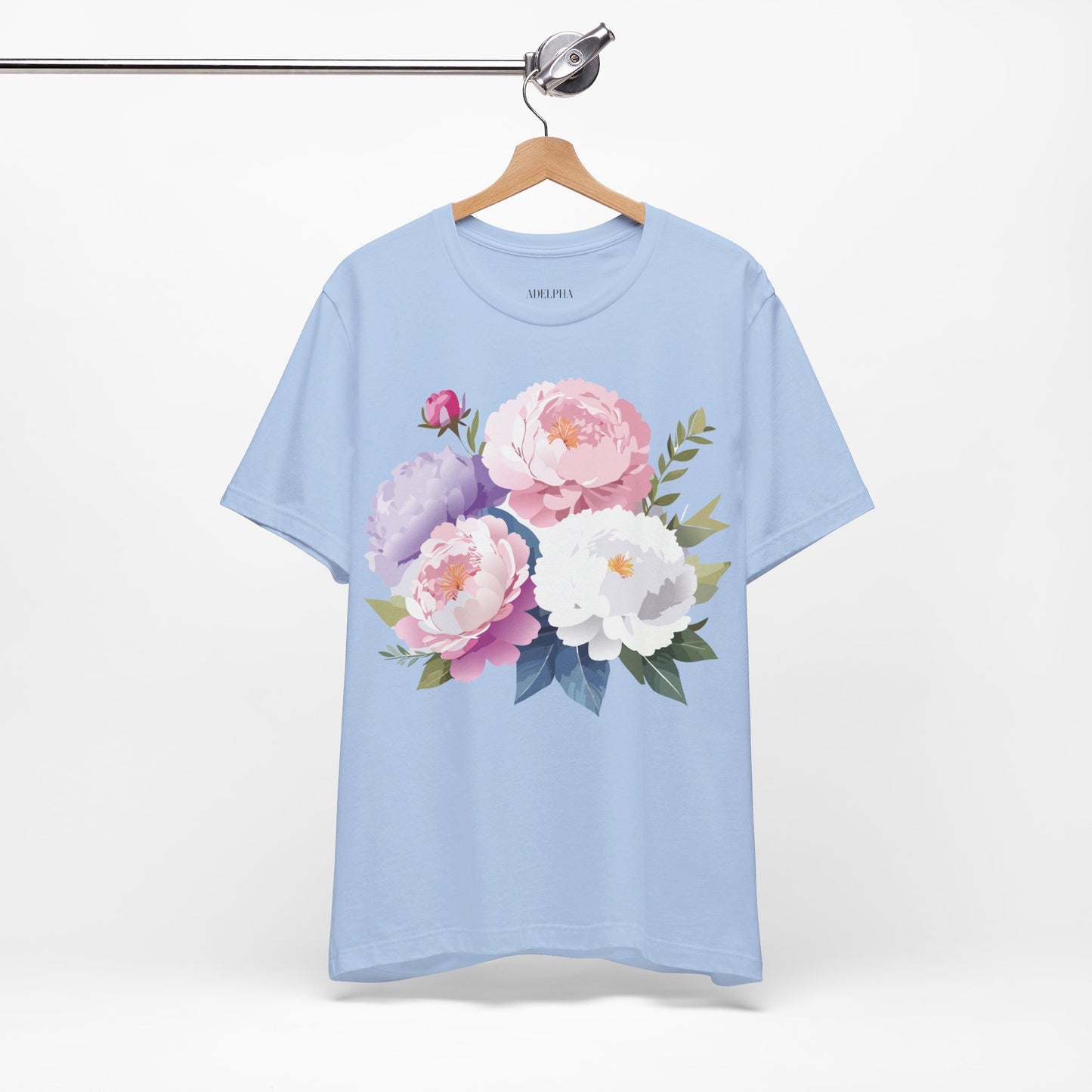 Natural Cotton Tee Shirt with Flowers