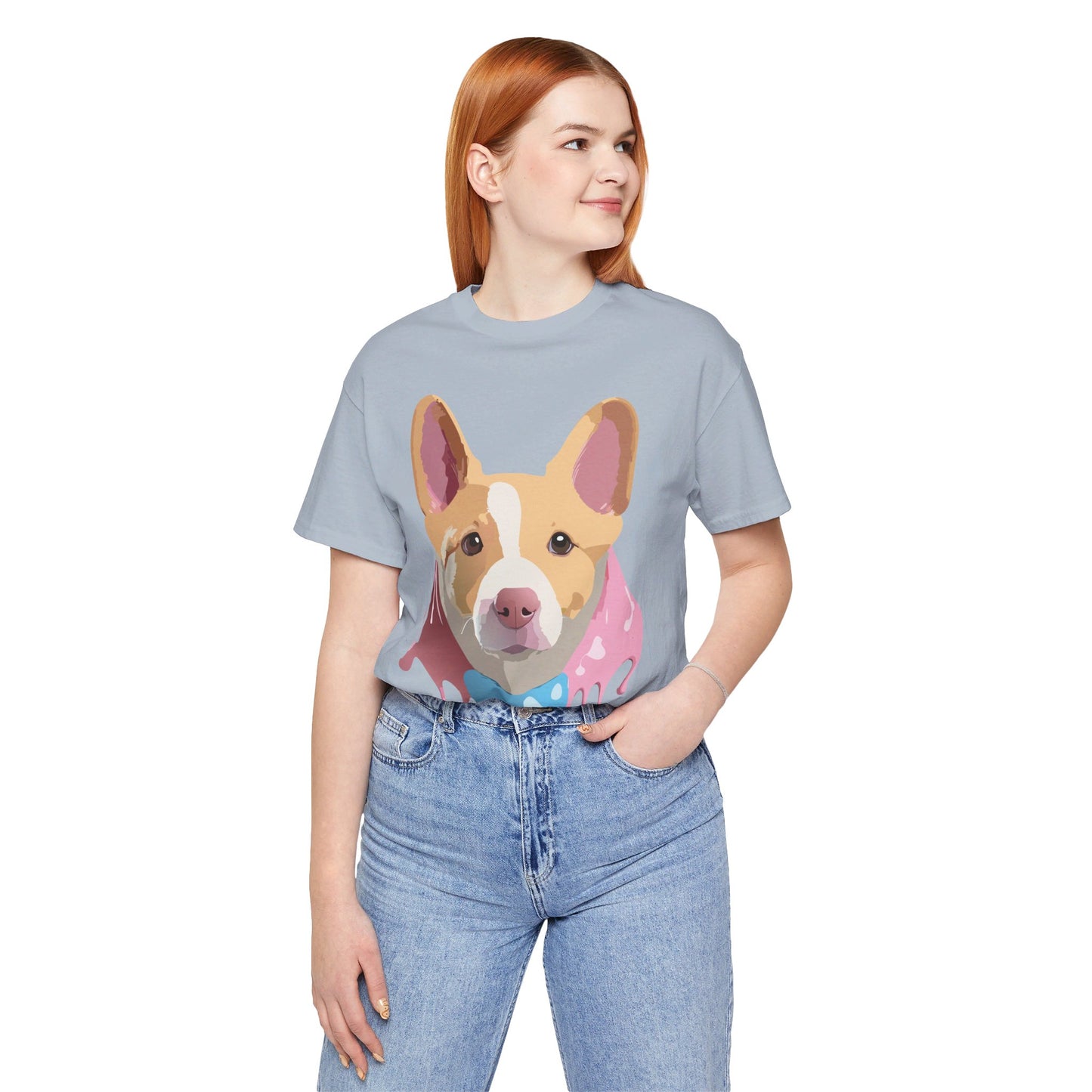 Natural Cotton Tee Shirt with Dog