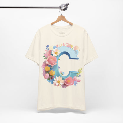 Natural Cotton Tee Shirt - Letters Collection - C Printify