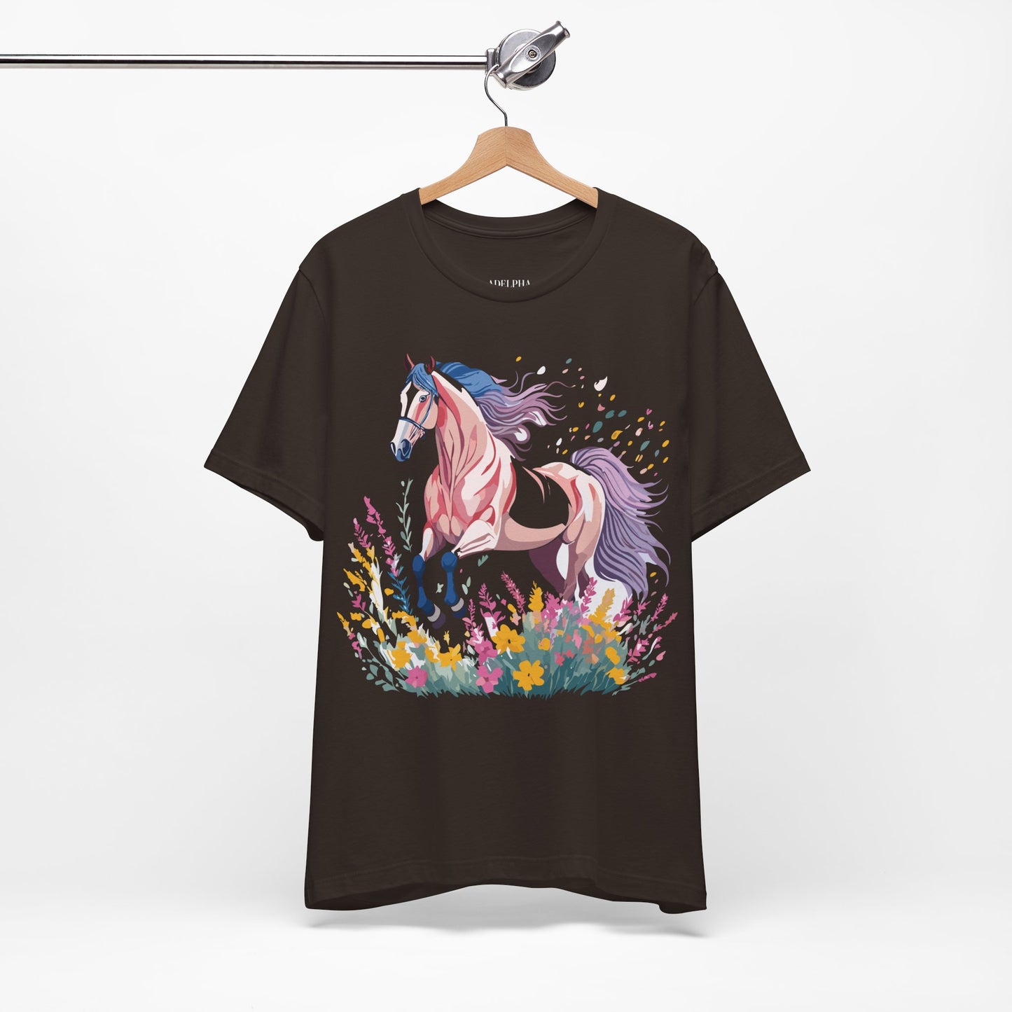 Natural Cotton Tee Shirt with Horse