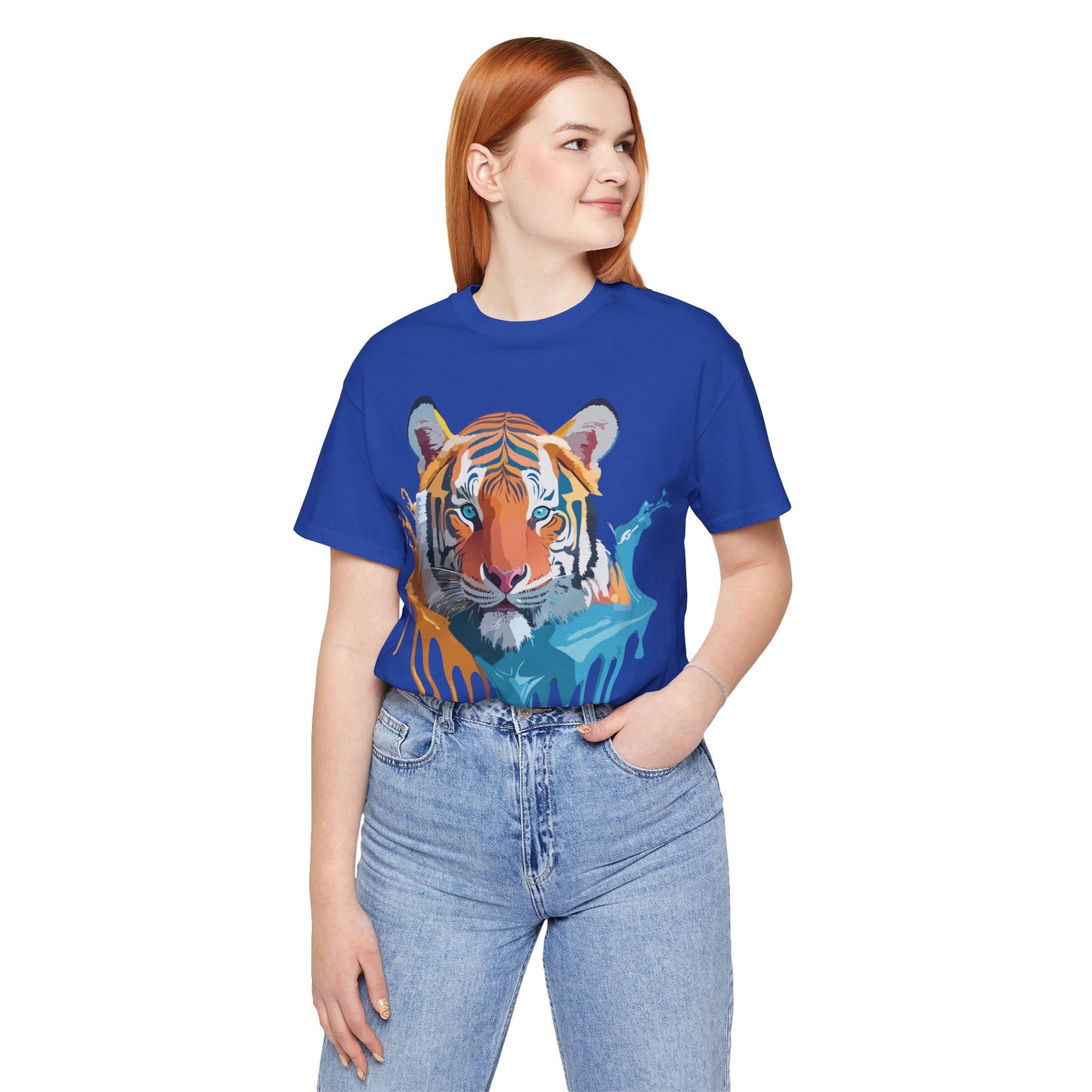 Natural Cotton Tee Shirt with Tiger