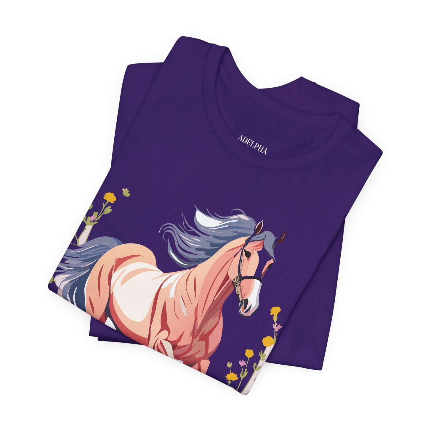 Natural Cotton Tee Shirt with Horse