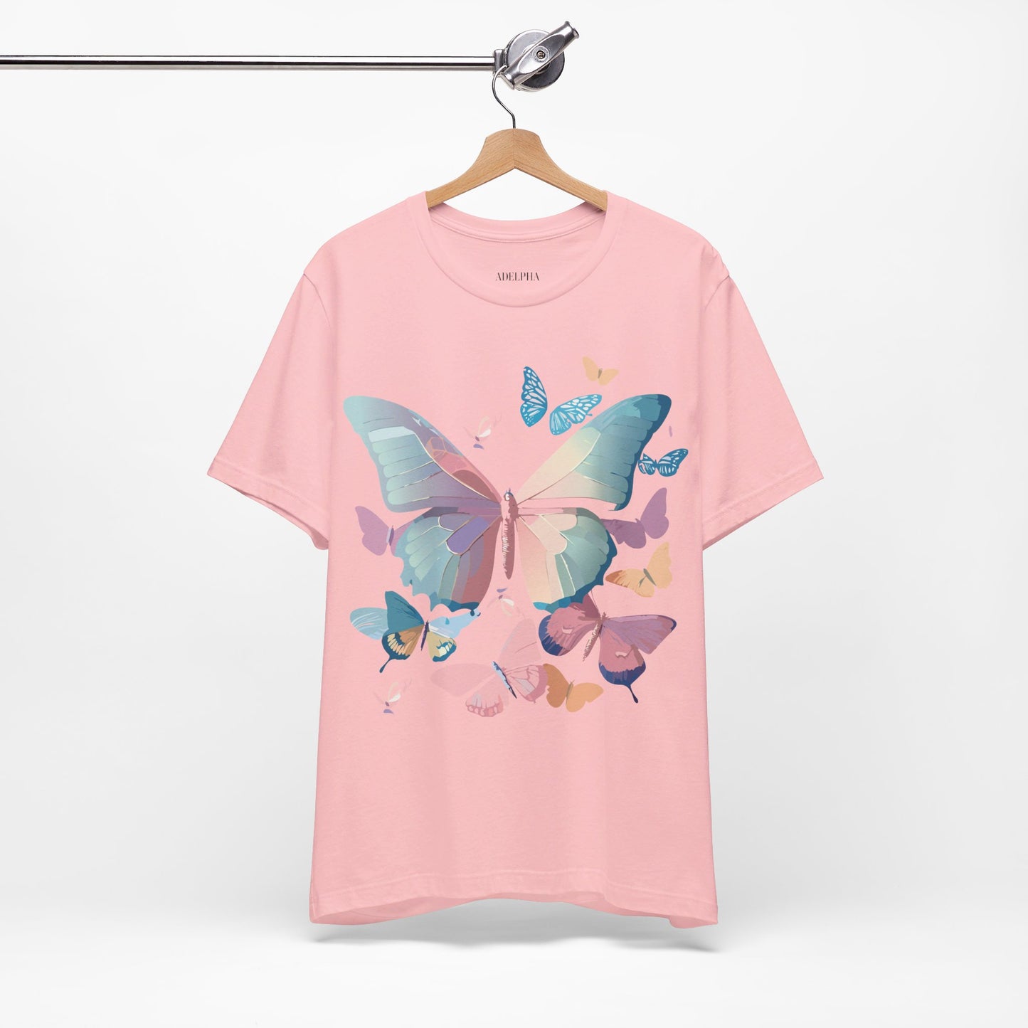 Natural Cotton Tee Shirt with Butterfly