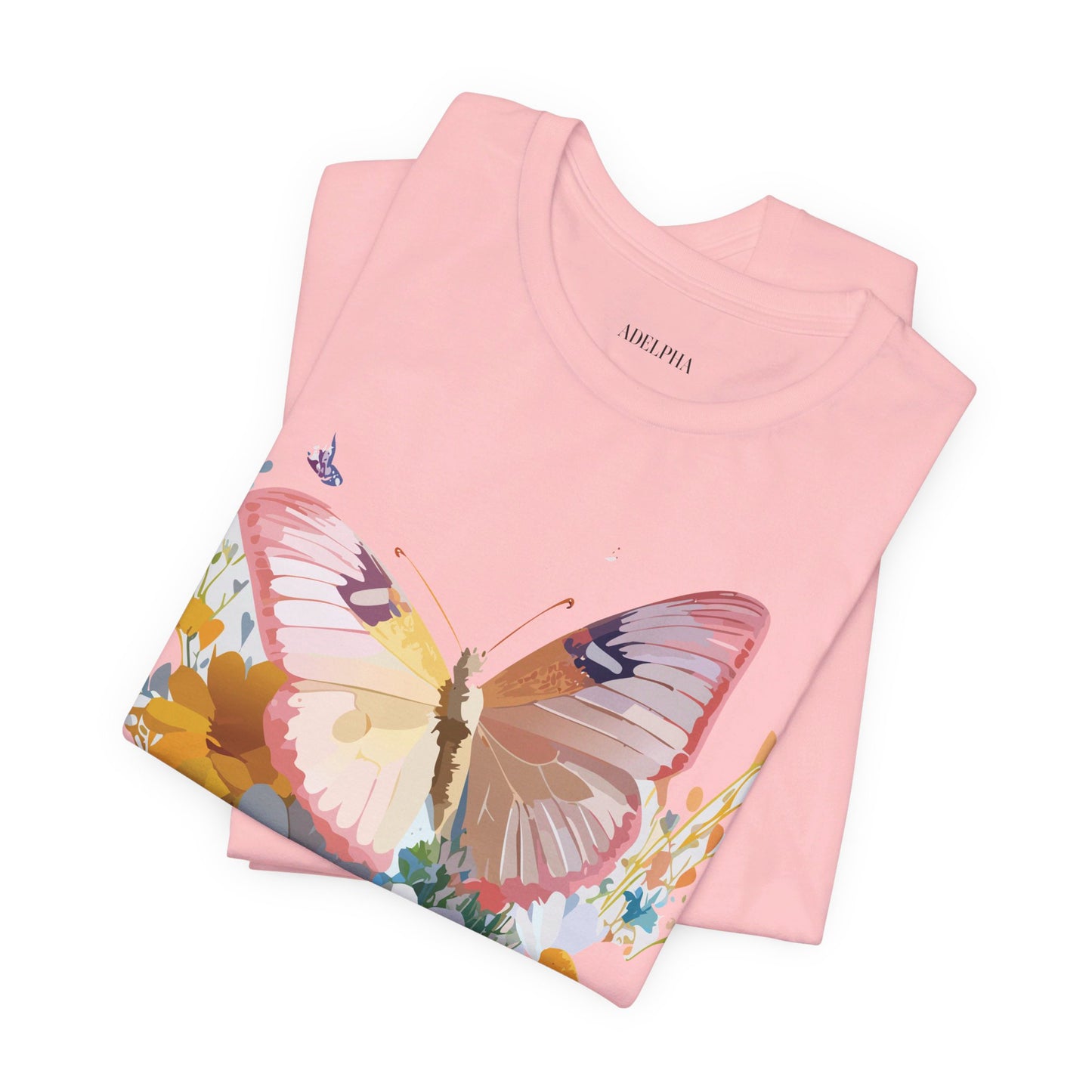 Natural Cotton Tee Shirt with Butterfly