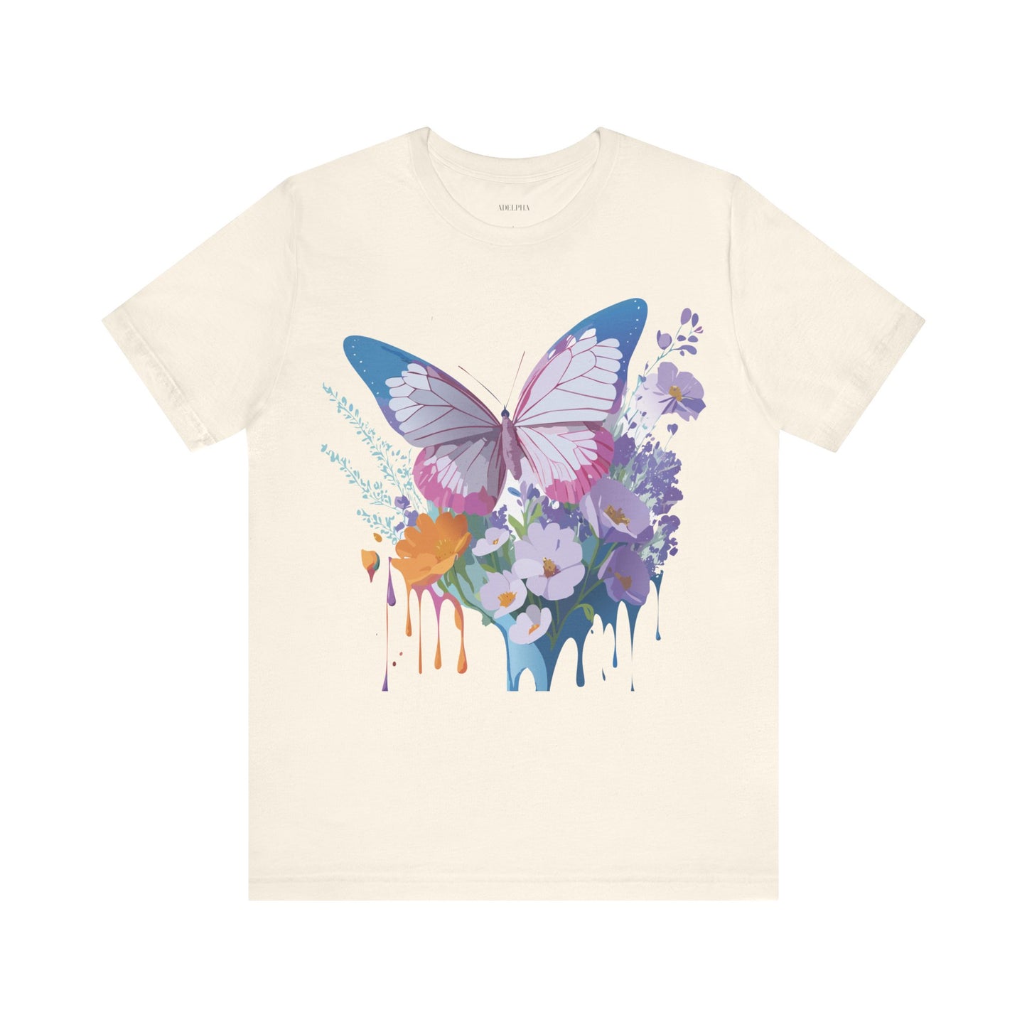 Natural Cotton Tee Shirt with Butterfly