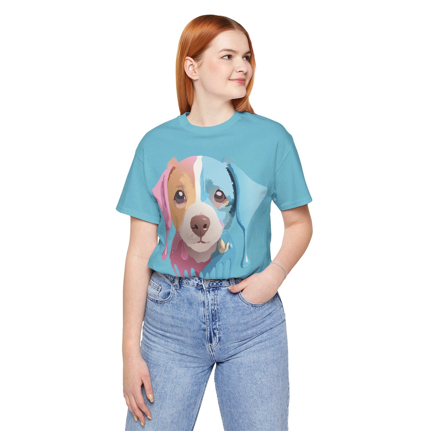 Natural Cotton Tee Shirt with Dog