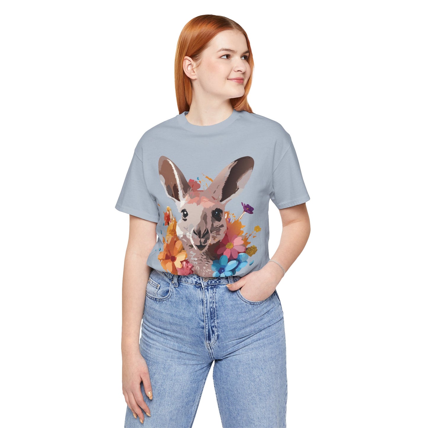 Natural Cotton Tee Shirt with Kangaroo