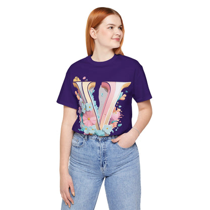 Natural Cotton Tee Shirt - Letters Collection - V Printify