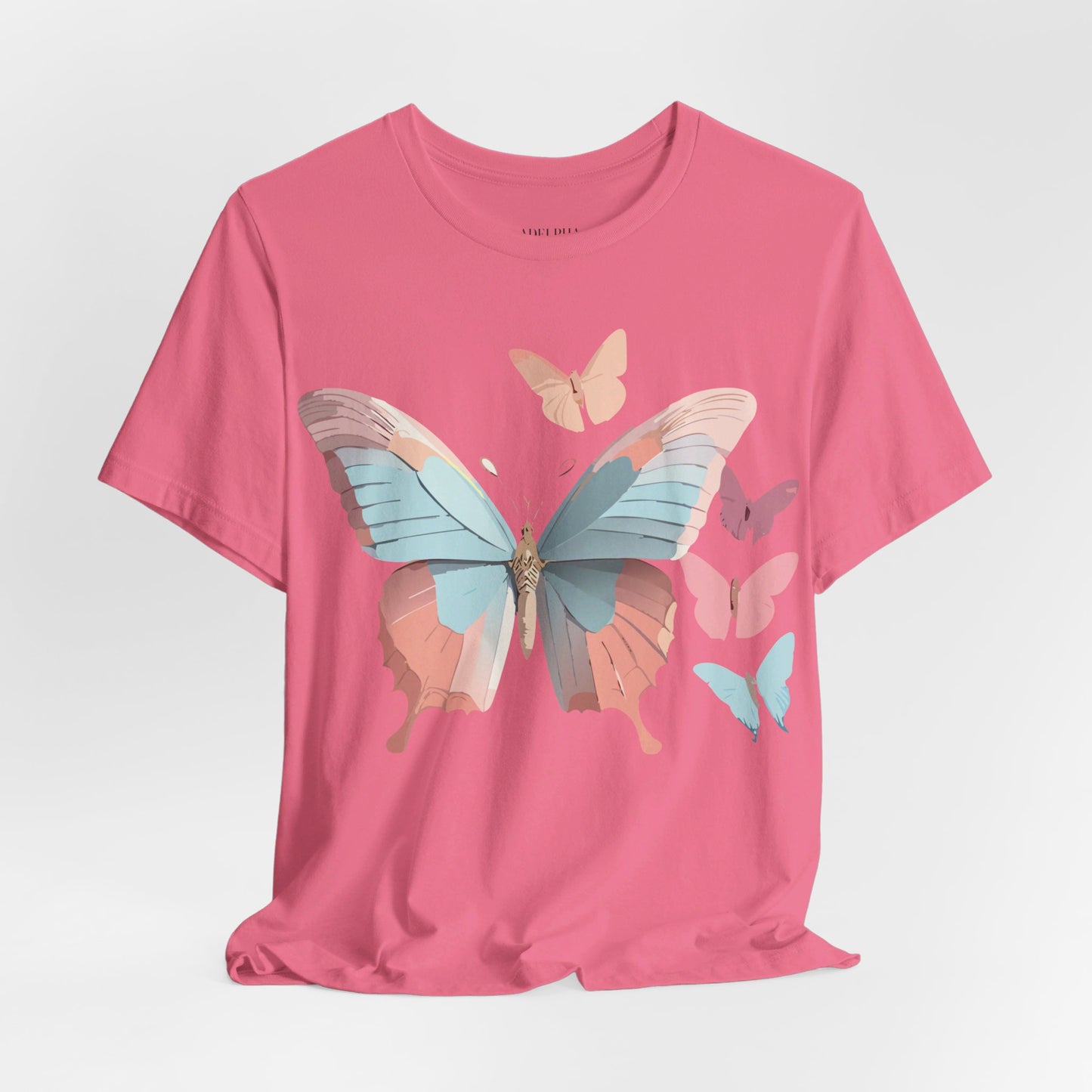 Natural Cotton Tee Shirt with Butterfly