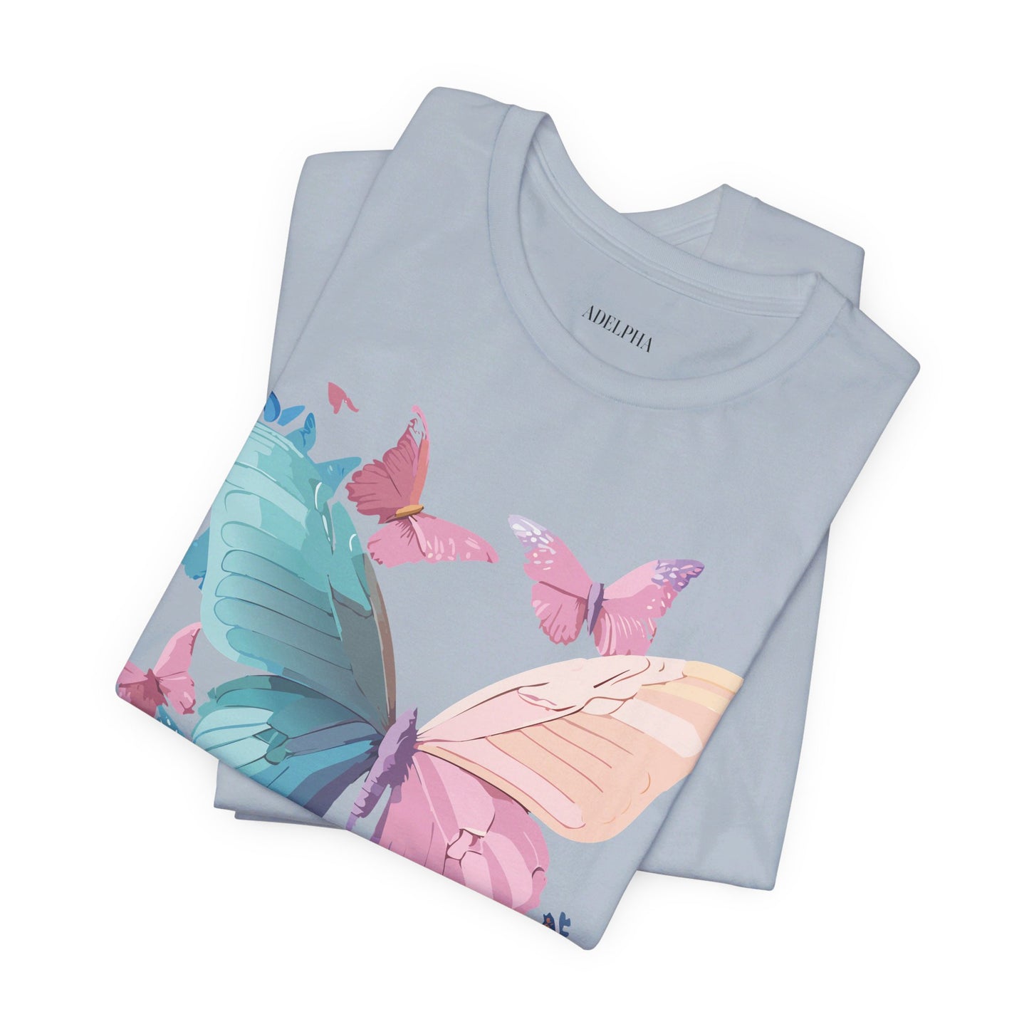 Natural Cotton Tee Shirt with Butterfly