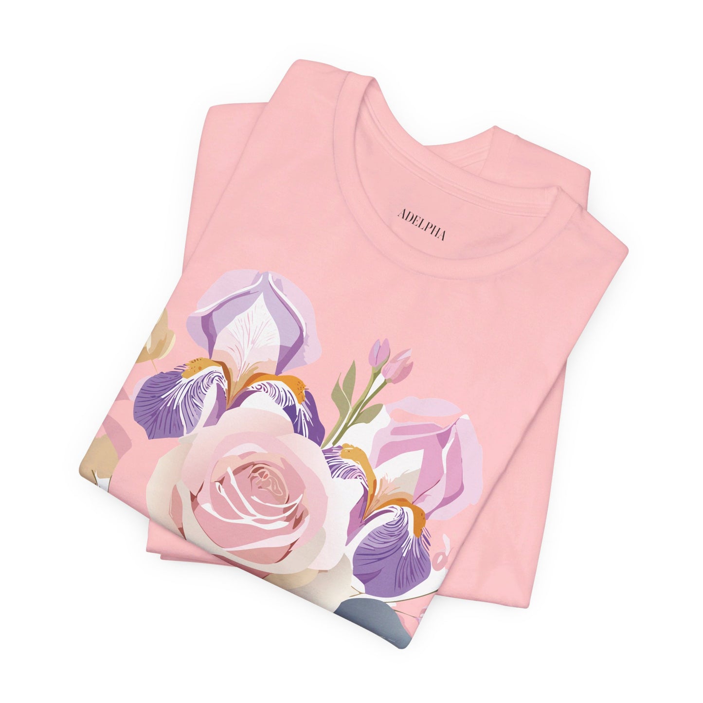 Natural Cotton Tee Shirt with Flowers