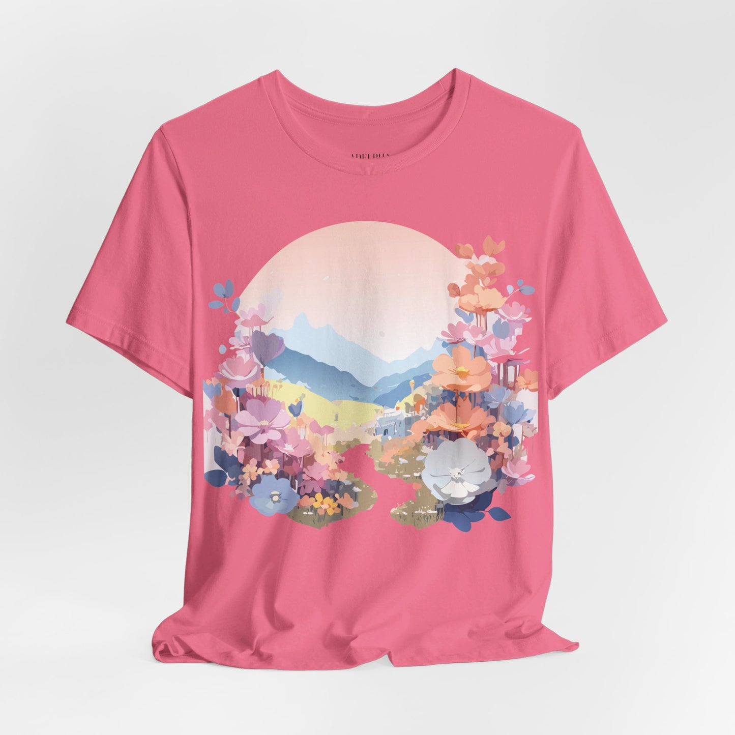 Natural Cotton Tee Shirt with Flowers