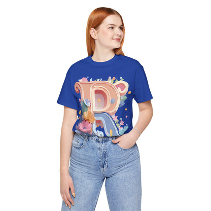 Natural Cotton Tee Shirt - Letters Collection - R Printify