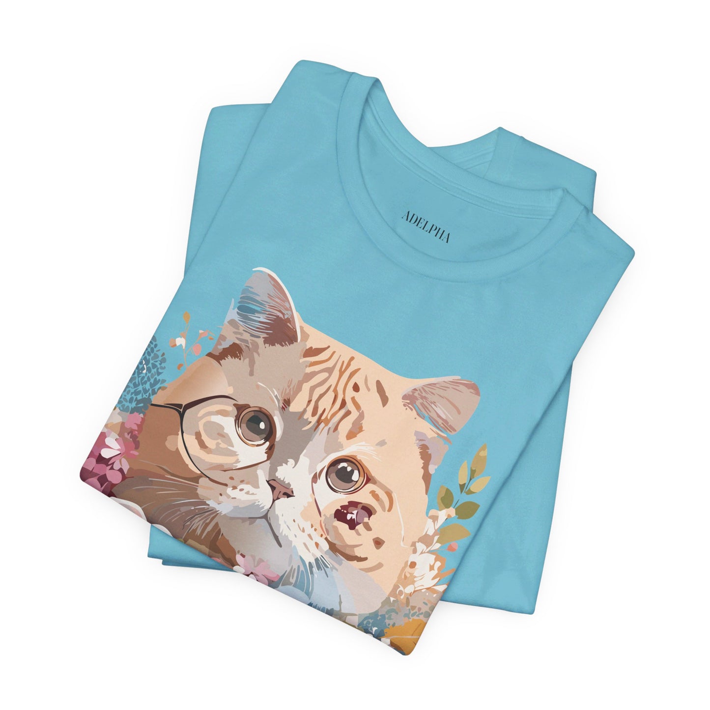 Natural Cotton Tee Shirt with Cat