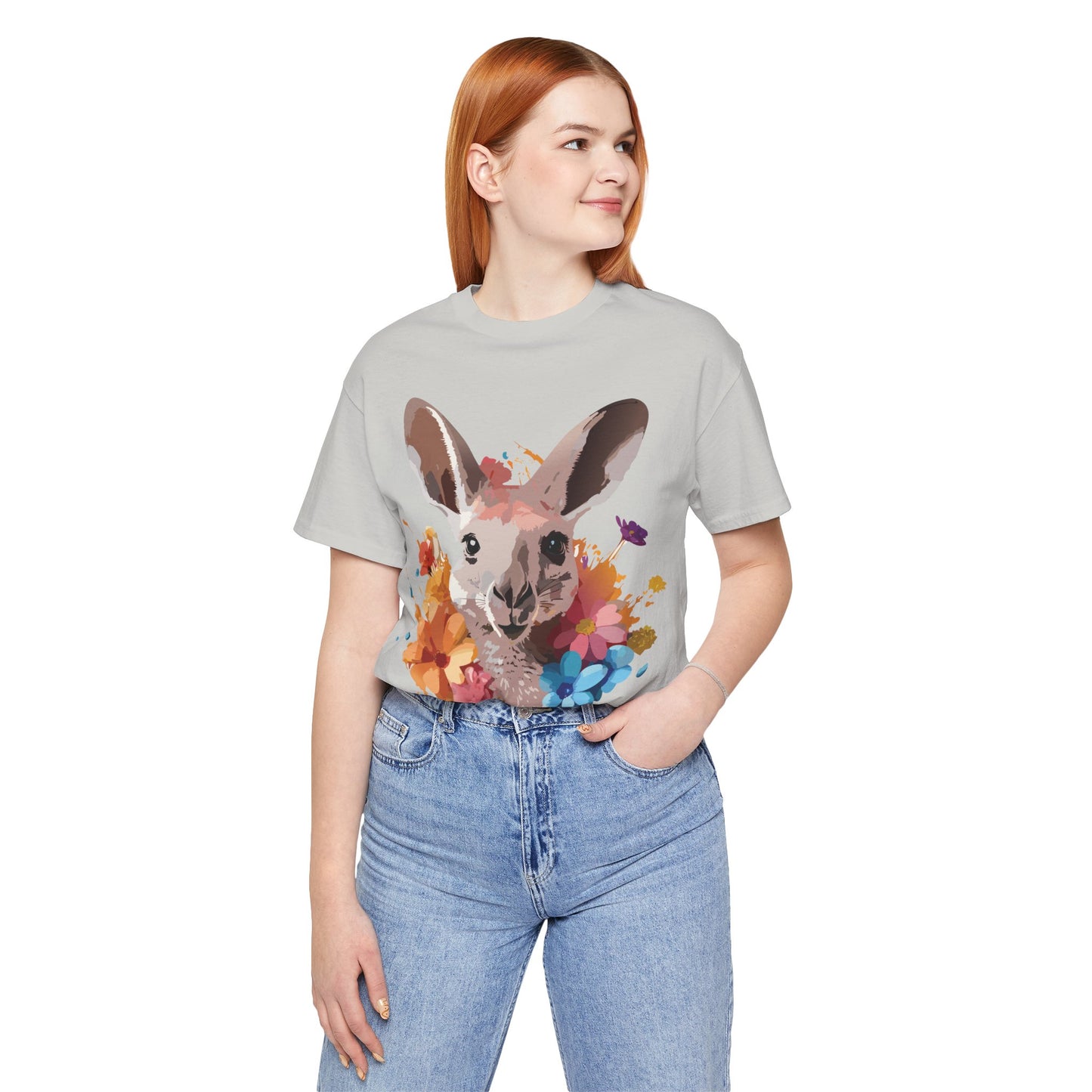 Natural Cotton Tee Shirt with Kangaroo