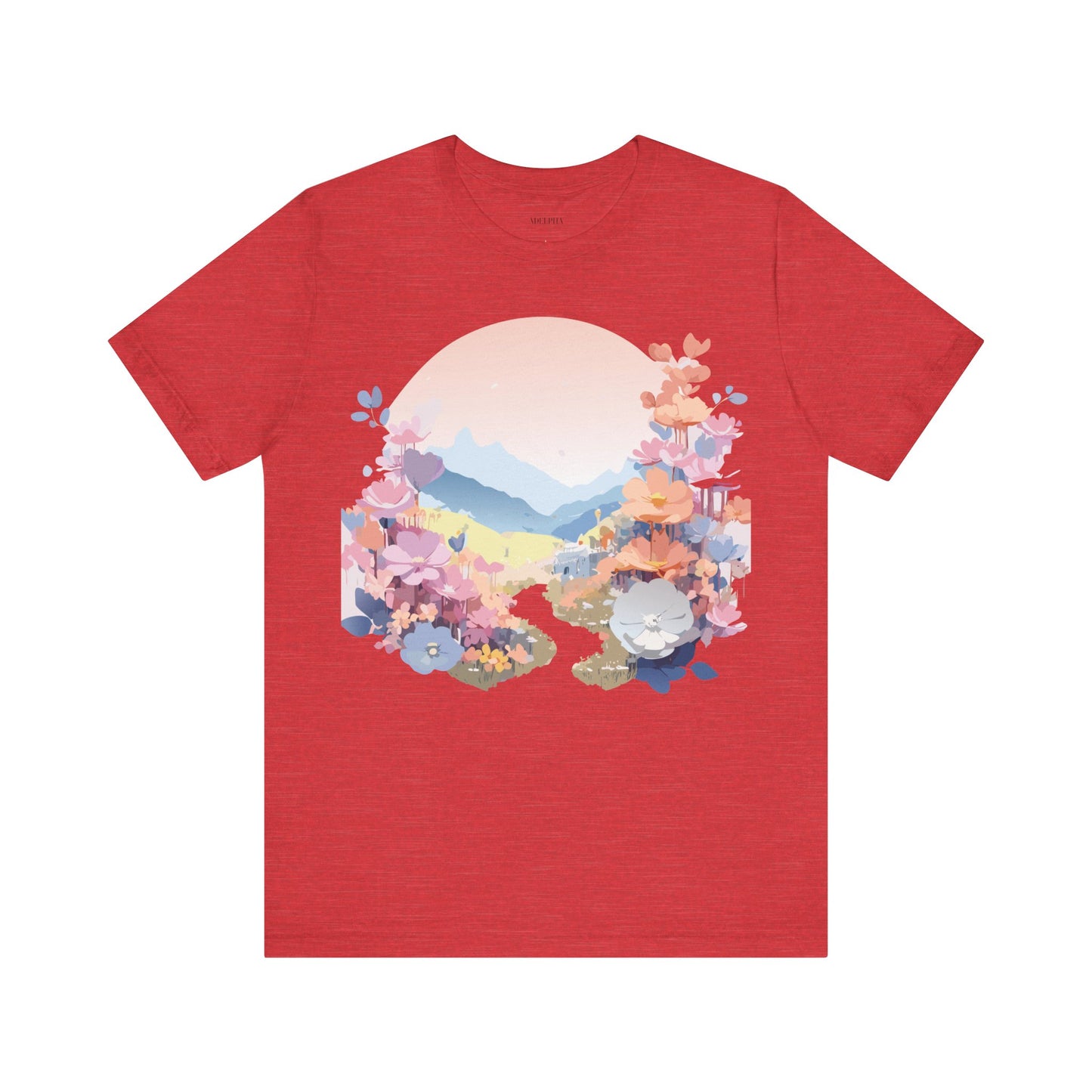 Natural Cotton Tee Shirt with Flowers