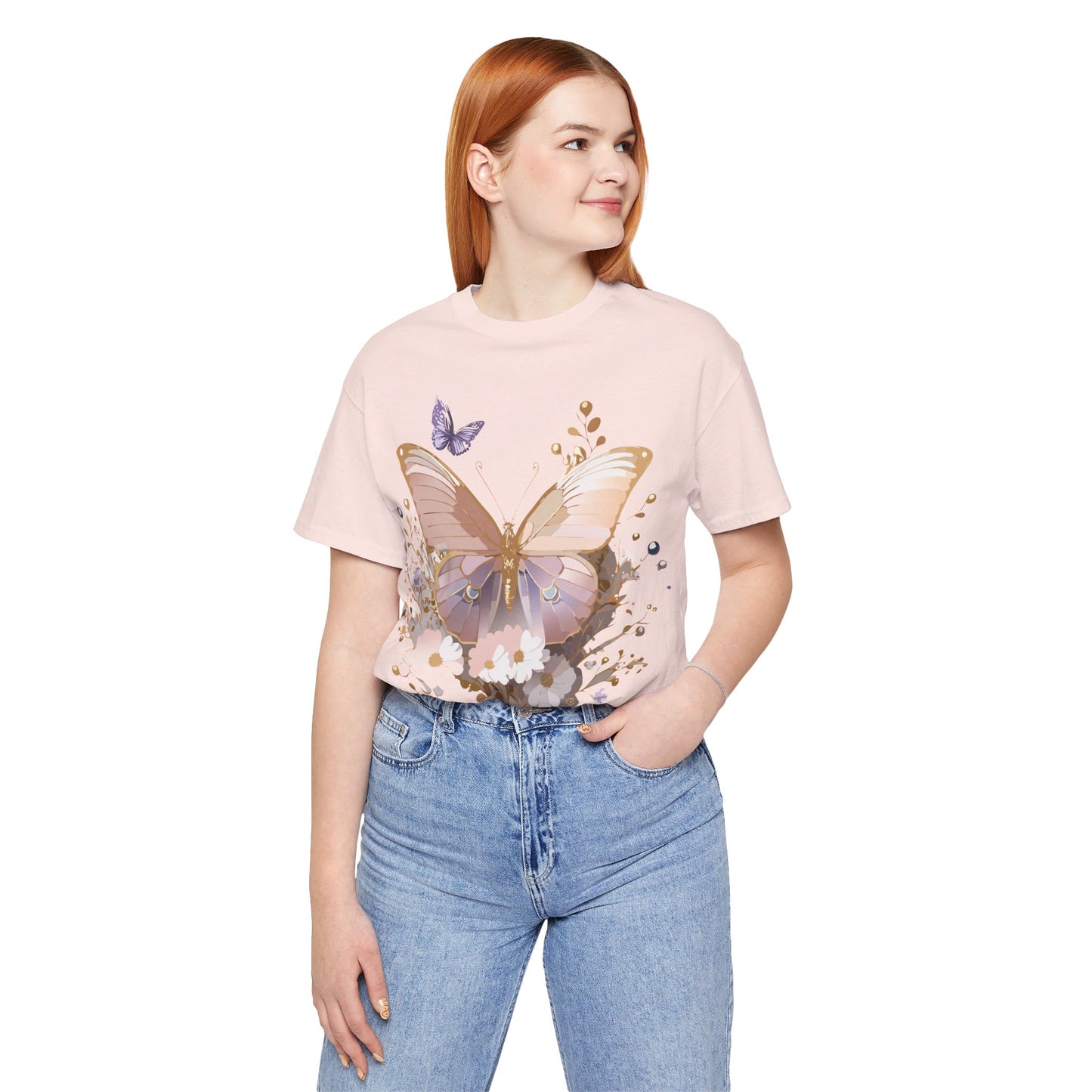 T-shirt en coton naturel avec papillon