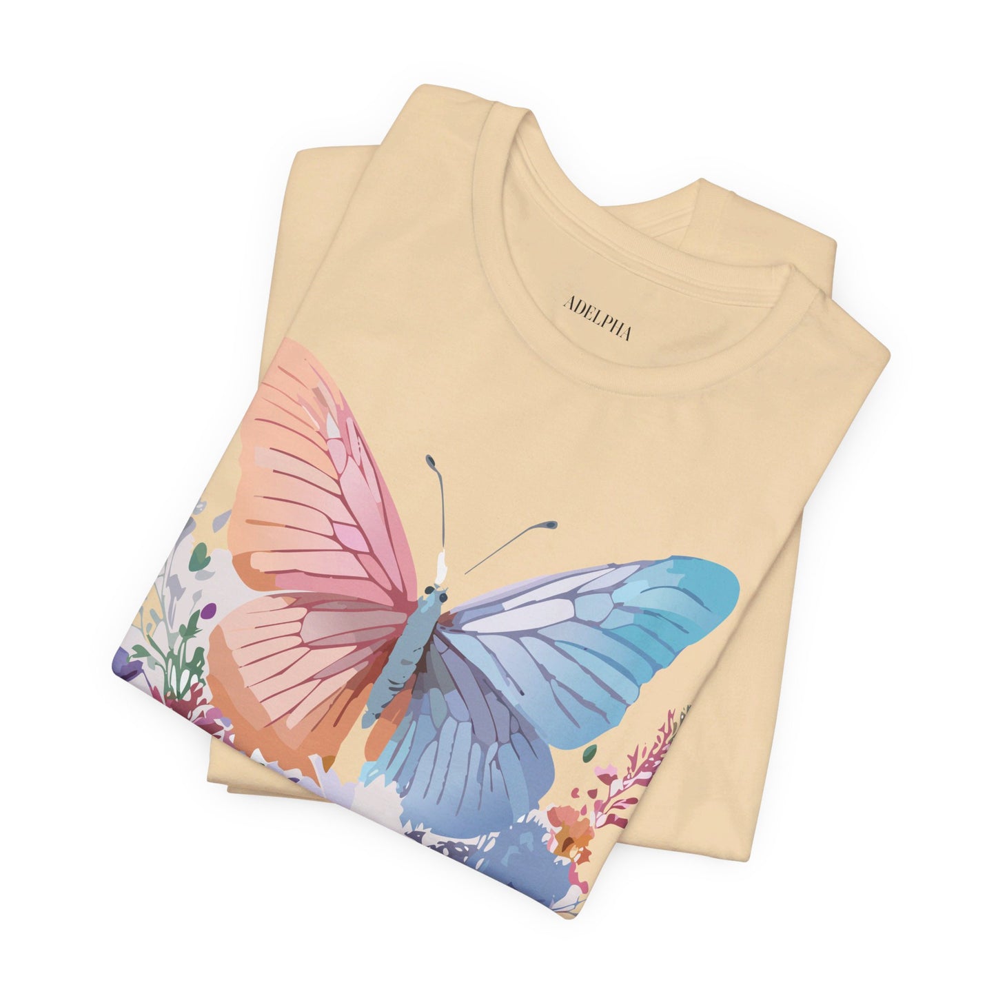 Natural Cotton Tee Shirt with Butterfly