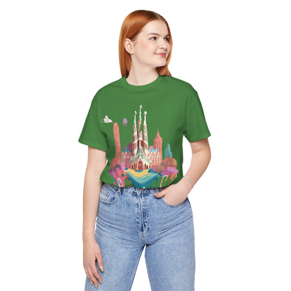 Natural Cotton Tee Shirt - Beautiful Places Collection - Barcelona Printify